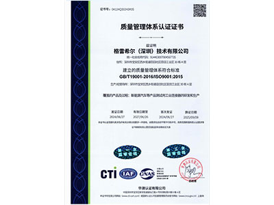 GripSeal ISO Certificate Chinese Version